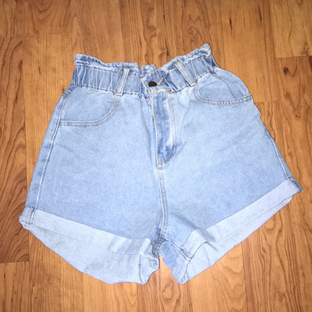 Paper Bag Denim Shorts